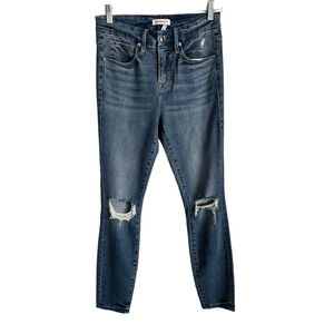 Good American Good Legs Crop Jeans Size 2 Mid Rise Stretch Distressed
